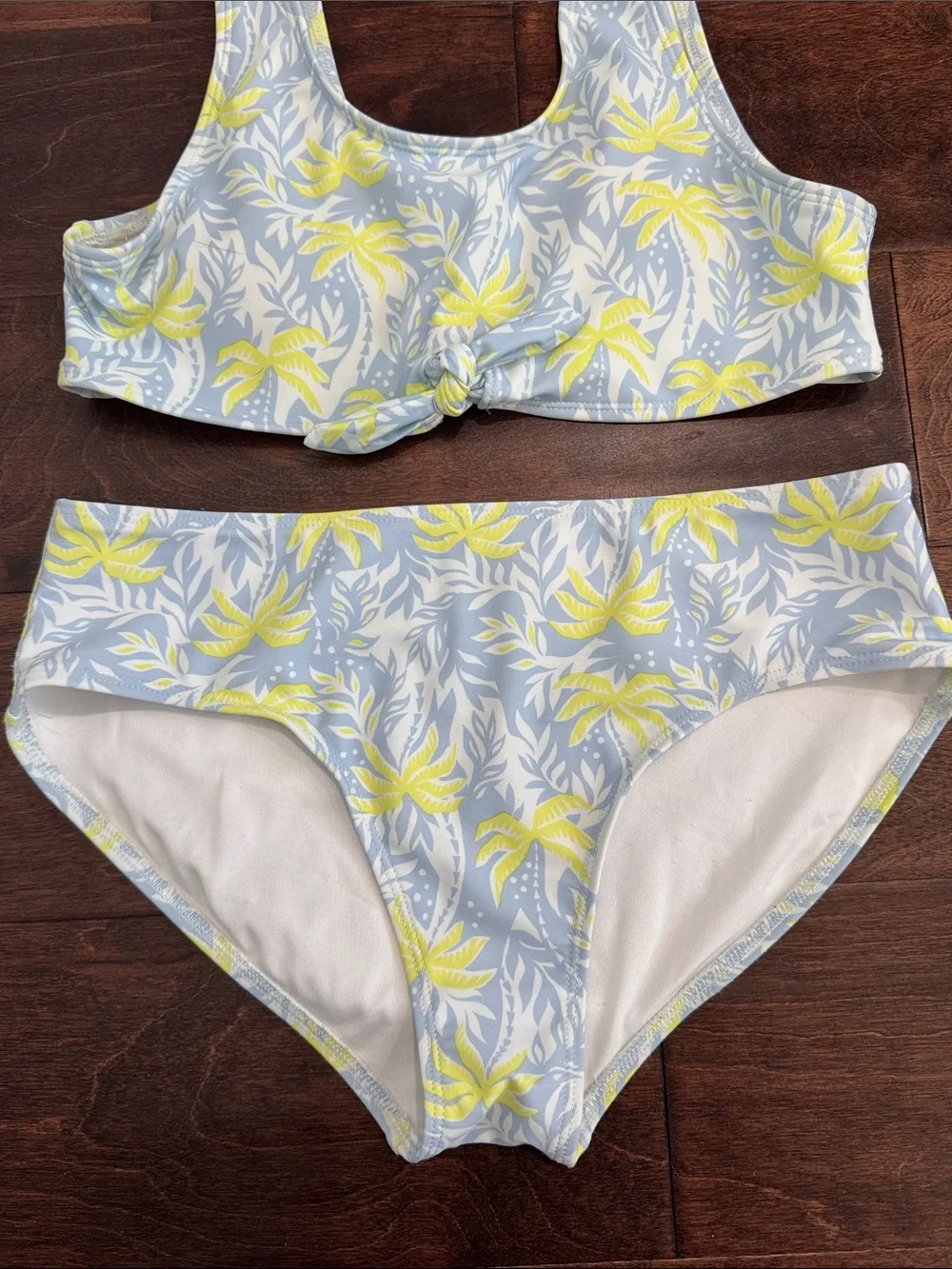 Old Navy Girls 3-piece Swimsuit Bathing Suit Bikini Set Tropical Palm Tree Print